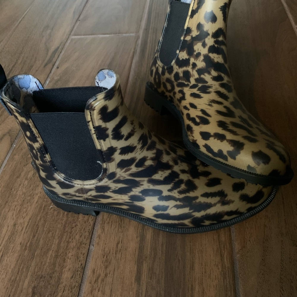 Leopard print rain boots